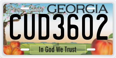 GA license plate CUD3602