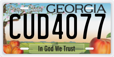 GA license plate CUD4077