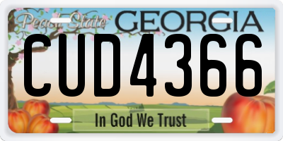 GA license plate CUD4366