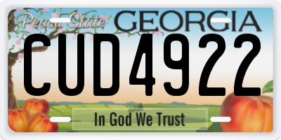 GA license plate CUD4922