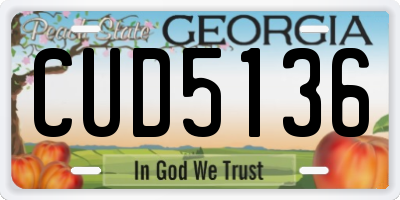 GA license plate CUD5136