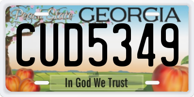 GA license plate CUD5349