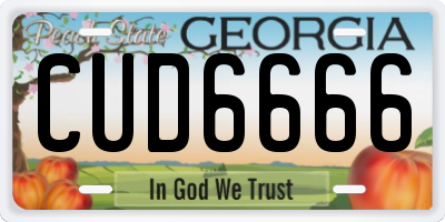 GA license plate CUD6666