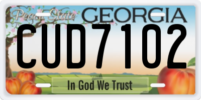 GA license plate CUD7102