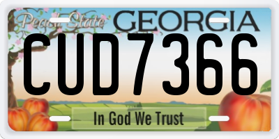 GA license plate CUD7366