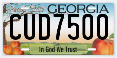 GA license plate CUD7500