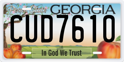 GA license plate CUD7610