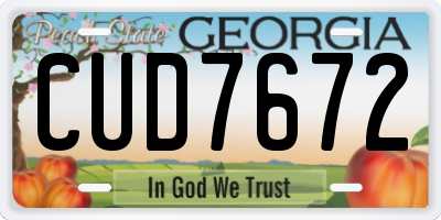 GA license plate CUD7672