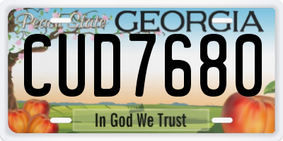 GA license plate CUD7680