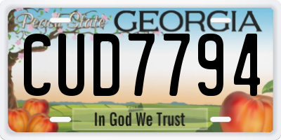 GA license plate CUD7794