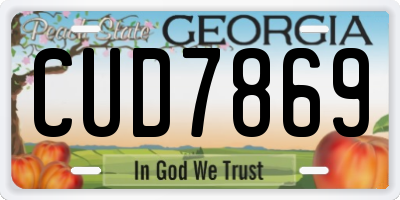 GA license plate CUD7869