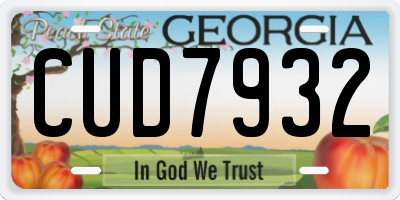 GA license plate CUD7932
