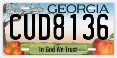 GA license plate CUD8136
