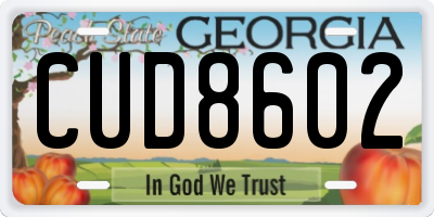 GA license plate CUD8602