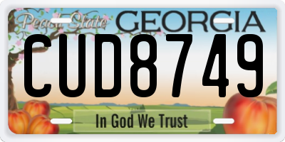 GA license plate CUD8749