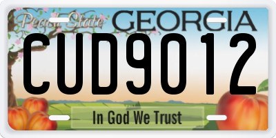 GA license plate CUD9012