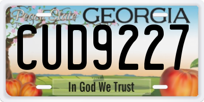 GA license plate CUD9227