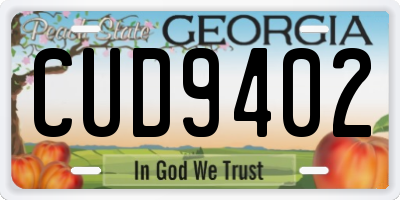 GA license plate CUD9402