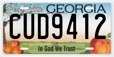 GA license plate CUD9412