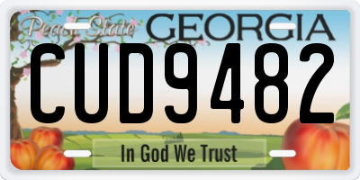 GA license plate CUD9482