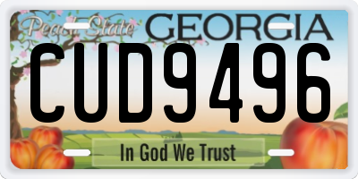 GA license plate CUD9496