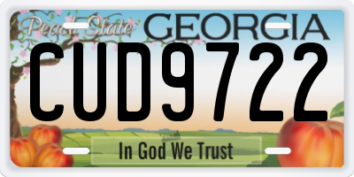 GA license plate CUD9722