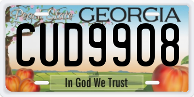 GA license plate CUD9908