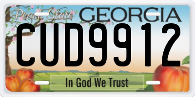 GA license plate CUD9912