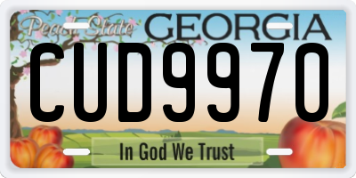 GA license plate CUD9970