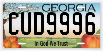 GA license plate CUD9996