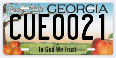 GA license plate CUE0021