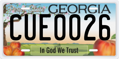 GA license plate CUE0026