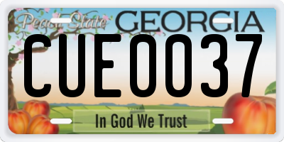 GA license plate CUE0037