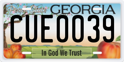GA license plate CUE0039