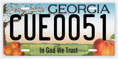 GA license plate CUE0051