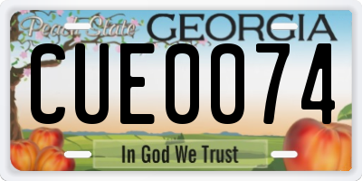 GA license plate CUE0074