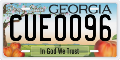 GA license plate CUE0096