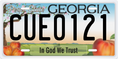 GA license plate CUE0121