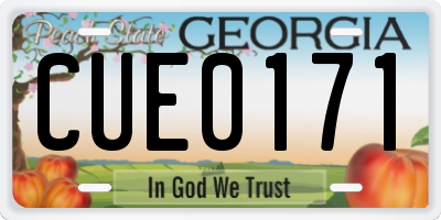 GA license plate CUE0171