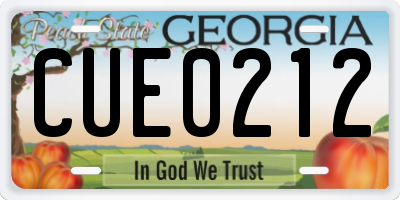 GA license plate CUE0212