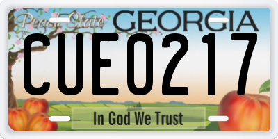 GA license plate CUE0217