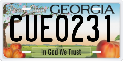 GA license plate CUE0231