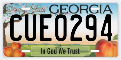 GA license plate CUE0294