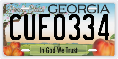 GA license plate CUE0334