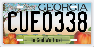 GA license plate CUE0338