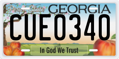GA license plate CUE0340