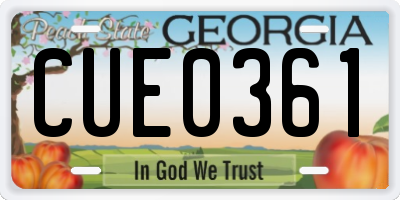 GA license plate CUE0361