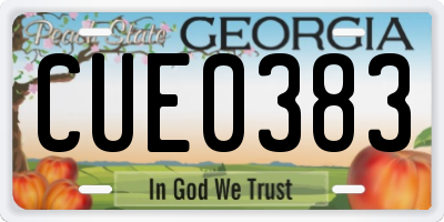 GA license plate CUE0383
