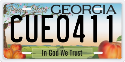 GA license plate CUE0411