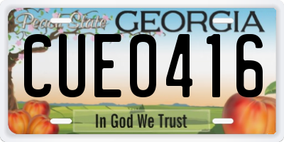 GA license plate CUE0416